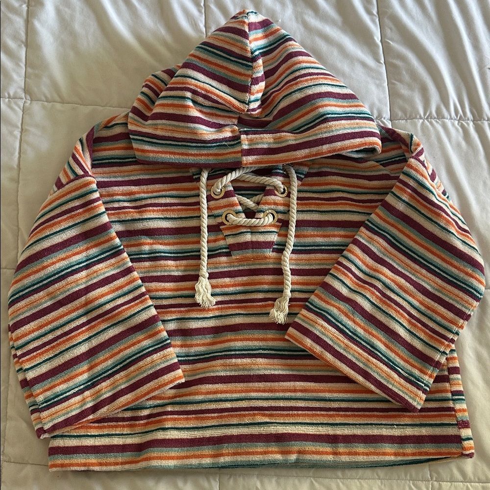 L'AGENCE Lee Cover-Up Poncho in multi watercolor stripe size small NWT - Picture 3 of 5